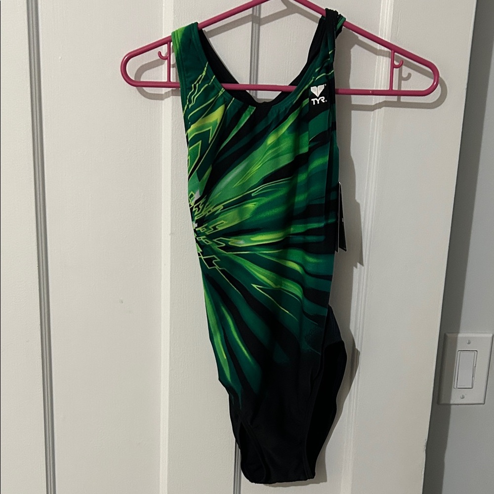 TYR Vibrant Green and Black Swimsuit size 36